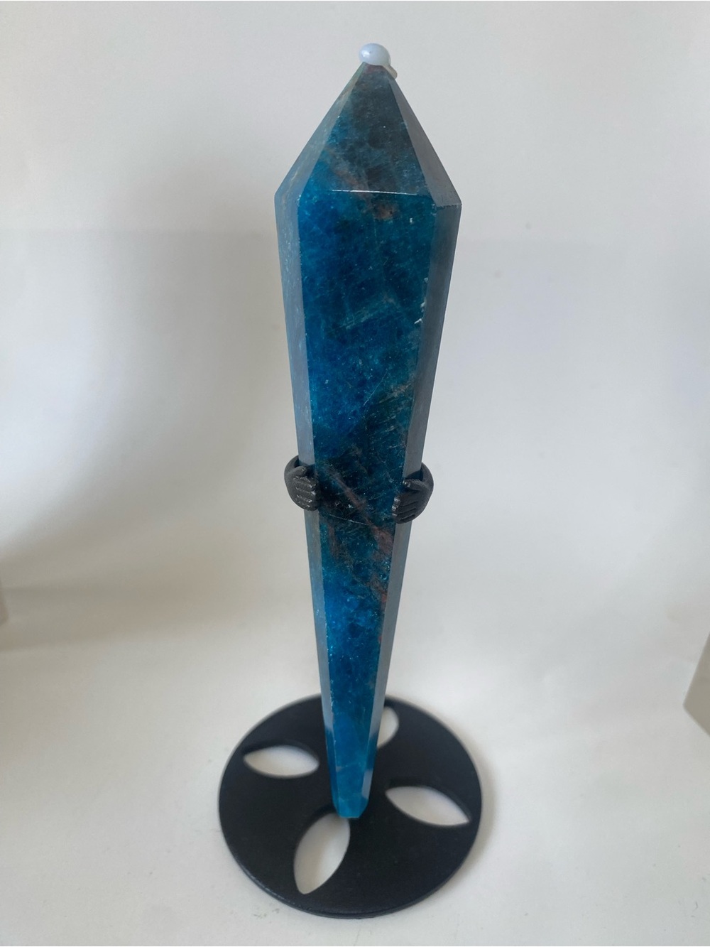 ✨Blue Apatite Crystal Obelisk- Decorative Sculpture, Stand Included